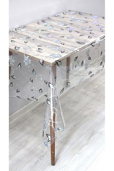 DDHOME Pvc Transparent Erasable Oilcloth Tablecloth 013-Silvery Leaf