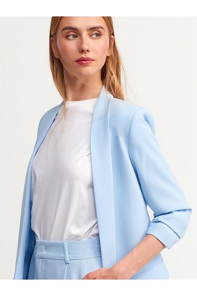 Dilvin 6702 Jachetă Boyfriend cu mâneci - albastru