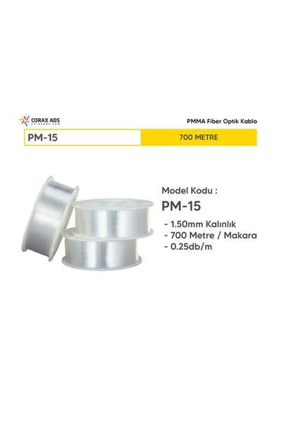 coraxads 1.50mm 700 METRE PMMA UÇTAN IŞIMA FİBER OPTİK AYDINLATMA KABLOSU