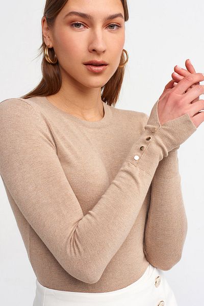 Dilvin 1267 Pulover cu gât crew cu mânecă mijlocie Drop-v.melange