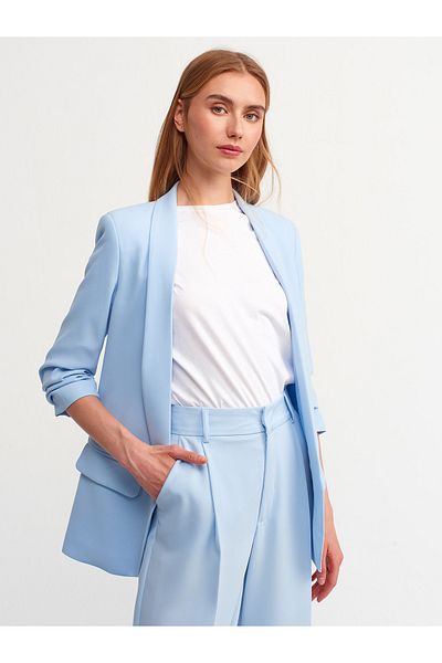 Dilvin 6702 Jachetă Boyfriend cu mâneci - albastru