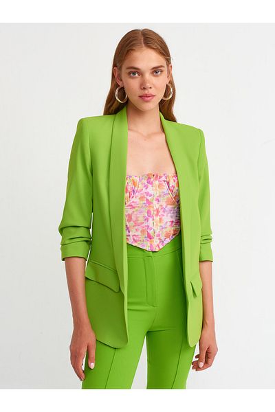 Dilvin Peanut Colored Boyfriend Women's Jacket - Sleeve Drawstring
