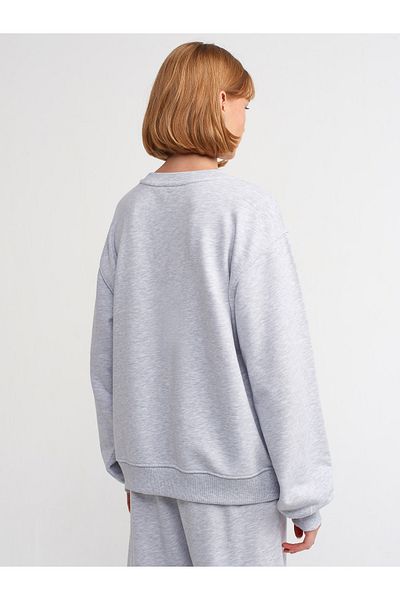 Dilvin 40146 Hanorac cu gât crew-Grey Melange