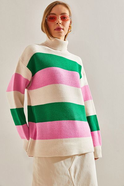 Bianco Lucci Women's Turtleneck Split Knitwear Sweater