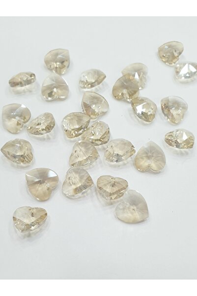 CRYSTALSHOP حجر كريستال - قلب مثقوب - ذهبي 10 ملم (100 قطعة)