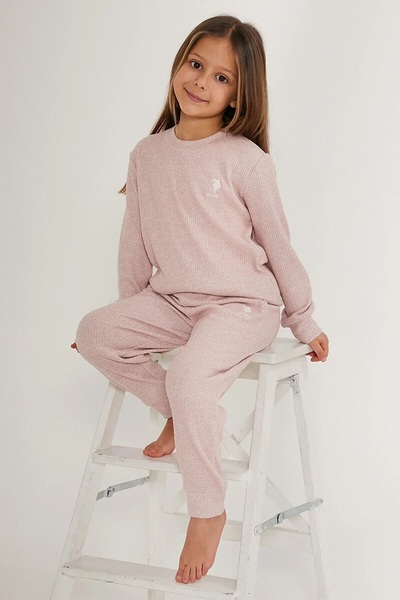 U.S. Polo Assn. LİSANSLI YUMUŞAK DOKULU KIZ ÇOCUK TERMAL UZUN KOLLU PİJAMA TAKIM 1640