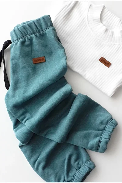 GallanD Children's Bottom Tracksuit Thick Fabric Pocketless Elastic Winter Cotton Solid Color