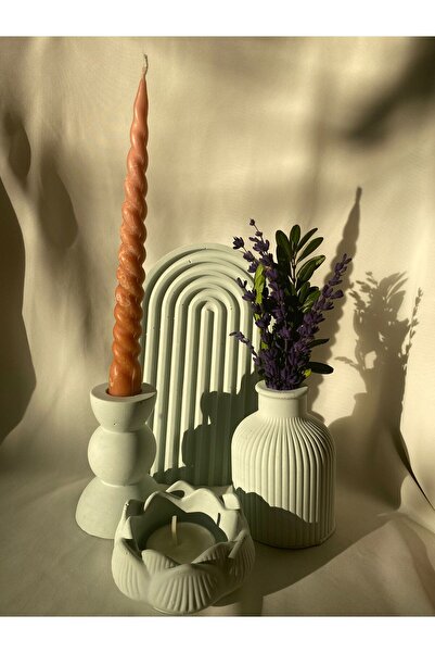 AKAS HOME Dekoratif Oval Tepsi , Şamdan , Vazo , Tealight Mumluk 4'lü Set