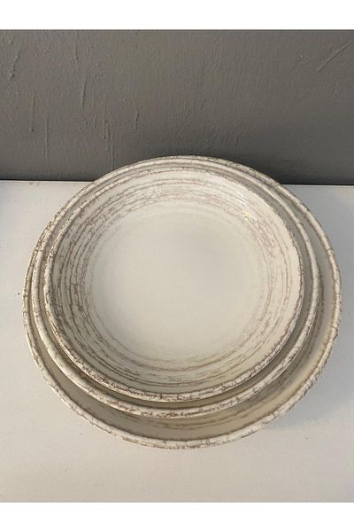 İkram Dünyası Cepillo 1-Person 3-Piece Dinner Plate Set