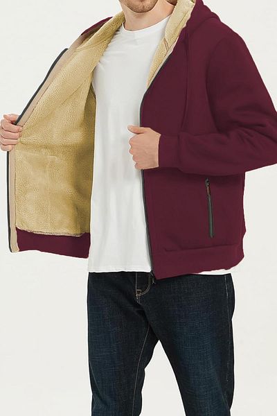 GHASSY CO. Ghassy Co. Men's Ultra Thermal Sherpa Lined Hooded Zipper Pocket Winter Sweatshirt