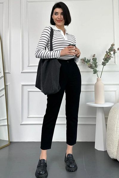 BROSERER High Waist Black Mom Jeans Power Lycra Flexible Jeans