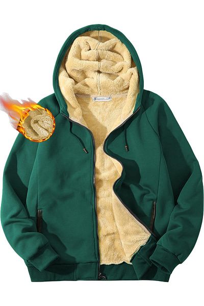 GHASSY CO. Ghassy Co. Men's Ultra Thermal Sherpa Lined Hooded Zipper Pocket Winter Sweatshirt