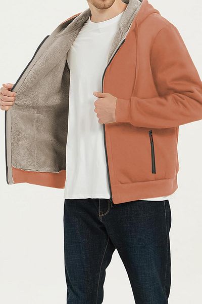 GHASSY CO. Ghassy Co. Men's Ultra Thermal Sherpa Lined Hooded Zipper Pocket Winter Sweatshirt