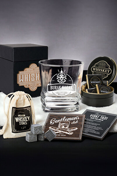 hediyemen Şık Mat Siyah Kutulu Bardak Çikolata ve Taş Seti