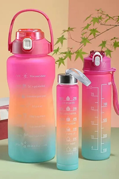 çarşıdayız 3 lü Motivasyonel Set Su Matarası 2 lt+900 ml+600 ml