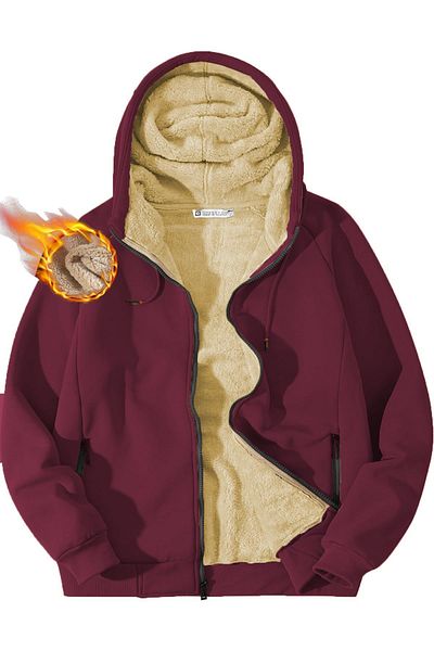 GHASSY CO. Ghassy Co. Men's Ultra Thermal Sherpa Lined Hooded Zipper Pocket Winter Sweatshirt