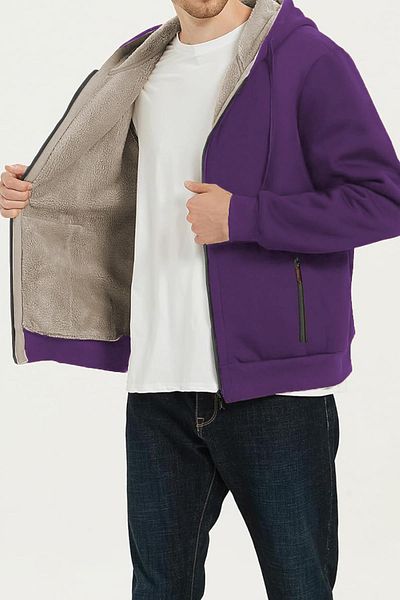 GHASSY CO. Ghassy Co. Men's Ultra Thermal Sherpa Lined Hooded Zipper Pocket Winter Sweatshirt