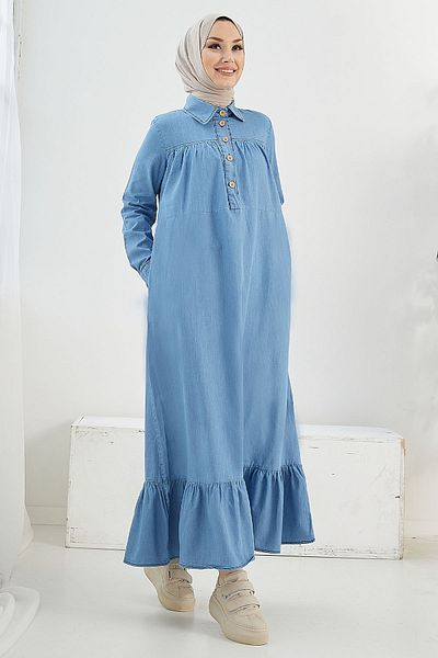 InStyle Mandes laza farmer ruha köntössel és fodrokkal - világoskék