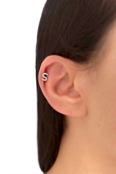 Çlk Accessories ثقب حرف فضي اللون - S HarfPiercing