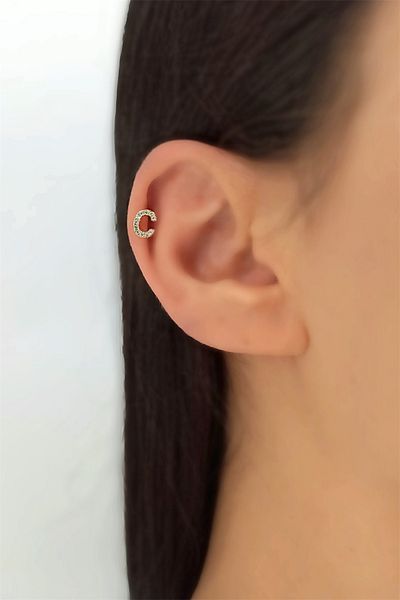 Çlk Accessories ثقب الحرف الذهبي - C HarfPiercing