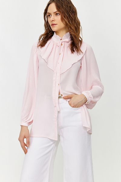 Trendyol Modest Πουκάμισο με ύφασμα σιφόν σε σκόνη TCTSS24TG00014