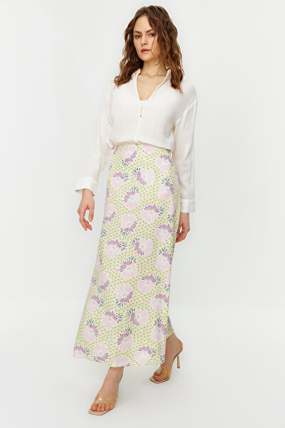 Trendyol Modest Harangszövött szoknyapor virágmintás - TCTSS22EE0006