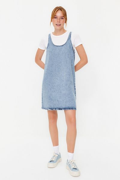 Trendyol Collection Modré oversize mini džínové šaty TWOSS24EL00015