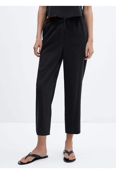 MANGO Woman Modal pants with lace-up waistband