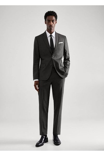 MANGO Man Woolen Slim Fit Blazer Jacket - Houndstooth Design