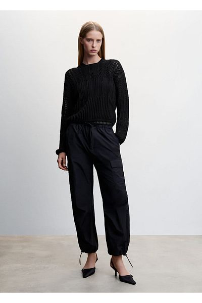 MANGO Woman Openwork Knitted Boat Collar Sweater