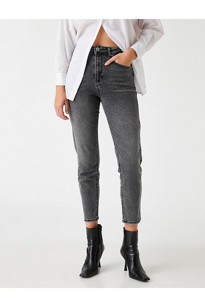 Koton Jeans mit hoher Taille und leicht schmalem Bein – Mom-Jeans