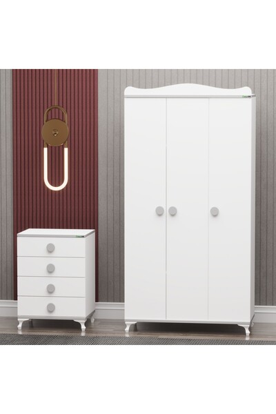Garaj Home Yıldız 3 Kapaklı Dolap ve Kapaklı Şifonyer - Gri