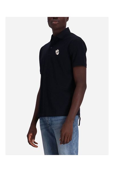 Emporio Armani Ανδρικό υφαντό ύφασμα με λογότυπο μάρκας Navy Blue Polo γιακά μπλουζάκι 3D1FE6 1JTKZ-0920