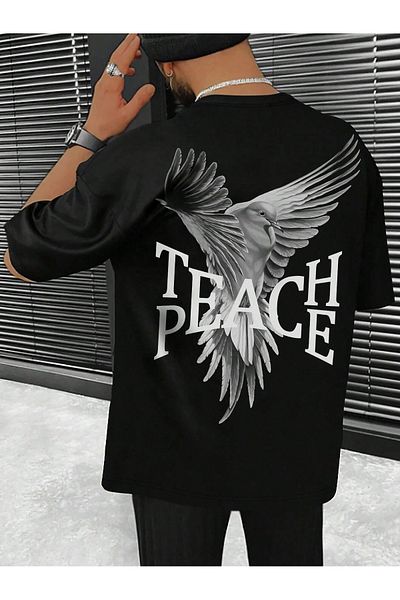 MOONBULL Μπλουζάκι Unisex Oversize Teach-Peace Back Printed