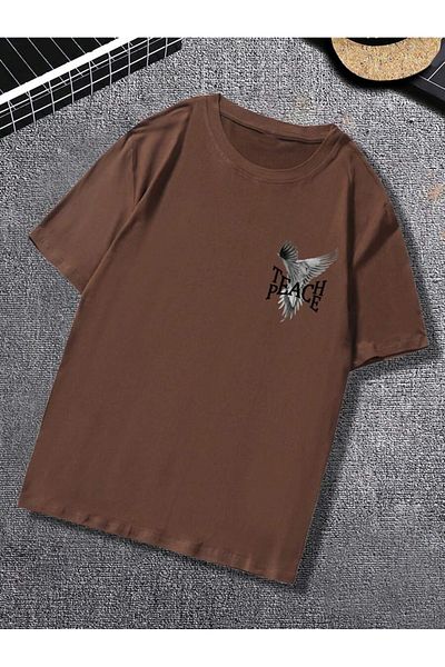 MOONBULL Unisex Oversize Teach-Peace Back Printed T-shirt
