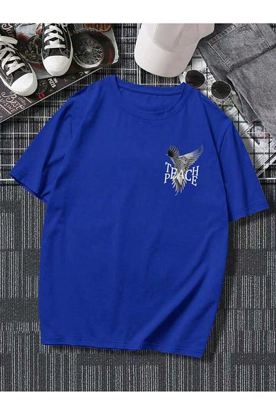 MOONBULL Übergroßes Unisex-T-Shirt mit „Teach Peace“-Aufdruck auf der Rückseite