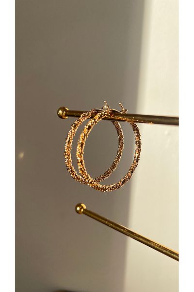 Ebru Atelier Non-Tarnish Stainless Glitter Steel Earrings 5 cm