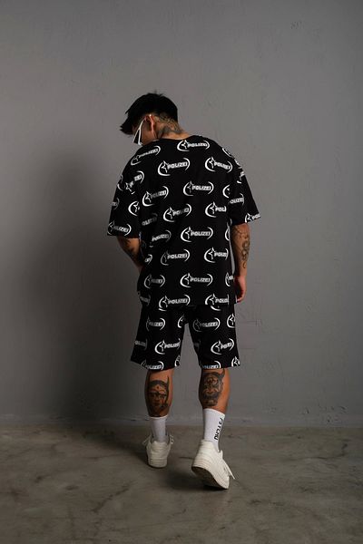 jordan 23 Unisex Black (Polizei) Printed Double Shorts Set