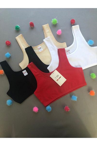 TREND DRESS Girl's Cotton Thick Strap Bustier 4-Piece