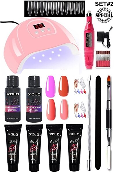 xolo 54 Parça Evde Poli jel Yapma Seti Poligel Kalıcı Oje Tırnak Yapma Trend Renkler