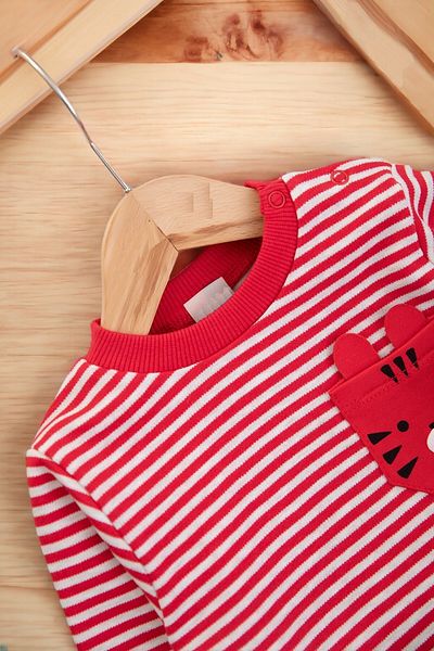 VEGAMOD BABY BOY STRIPED LION POCKET INTERLOCK FABRIC SEASONAL SET
