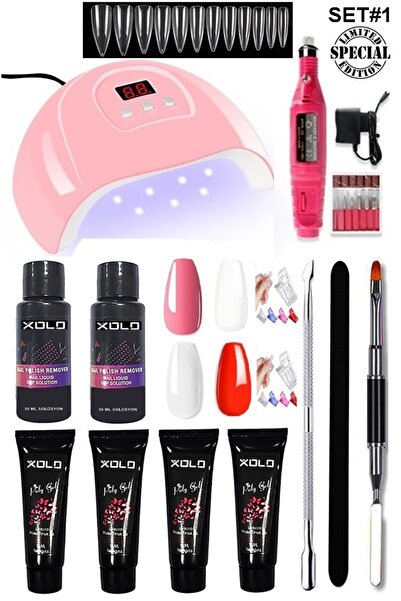 xolo 54 Parça Evde Poli jel Yapma Seti Poligel Kalıcı Oje Tırnak Yapma Trend Renkler