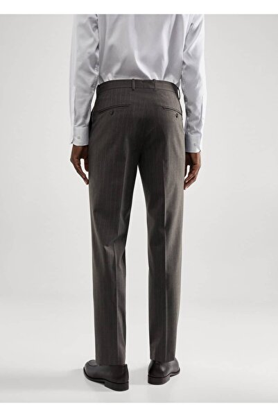 MANGO Man Dar Kesim Ince Çizgili Yün Kumaaş Pantolon