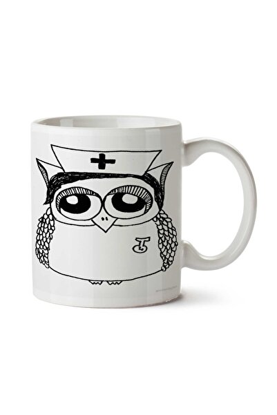 ART HEDİYE كوب مطبوع عليه وجهين على شكل بومة ممرضة