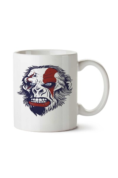 ART HEDİYE كوب مطبوع عليه قرد إله الحرب على الجانبين