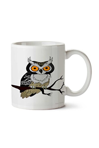 ART HEDİYE كوب على شكل بومة على فرع owl مطبوع على الجانبين