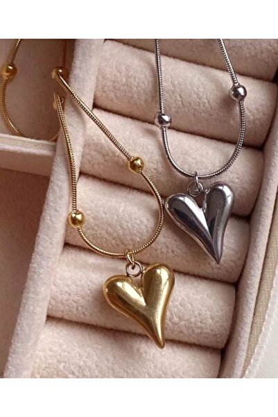 doi aksesuar قلادة على شكل قلب بسلسلة دوريكا من الفولاذ للسيدات