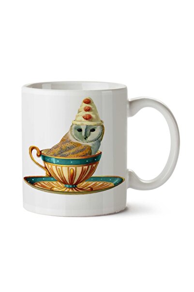ART HEDİYE كوب قهوة على شكل بومة وتيكوب مطبوع على الجانبين