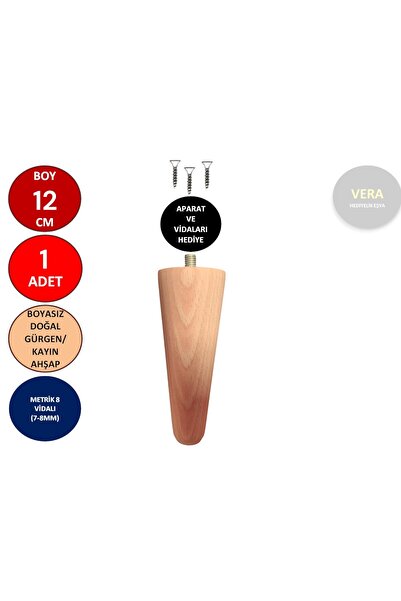 TNT 12 cm drvena konusna noga za stolicu, osnova noge, noga za nameštaj, noga...
