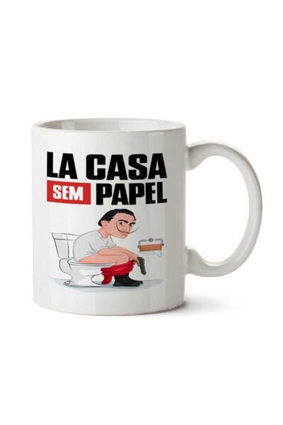 ART HEDİYE كوب La Casa Sem Papel للمرحاض مطبوع على الجانبين